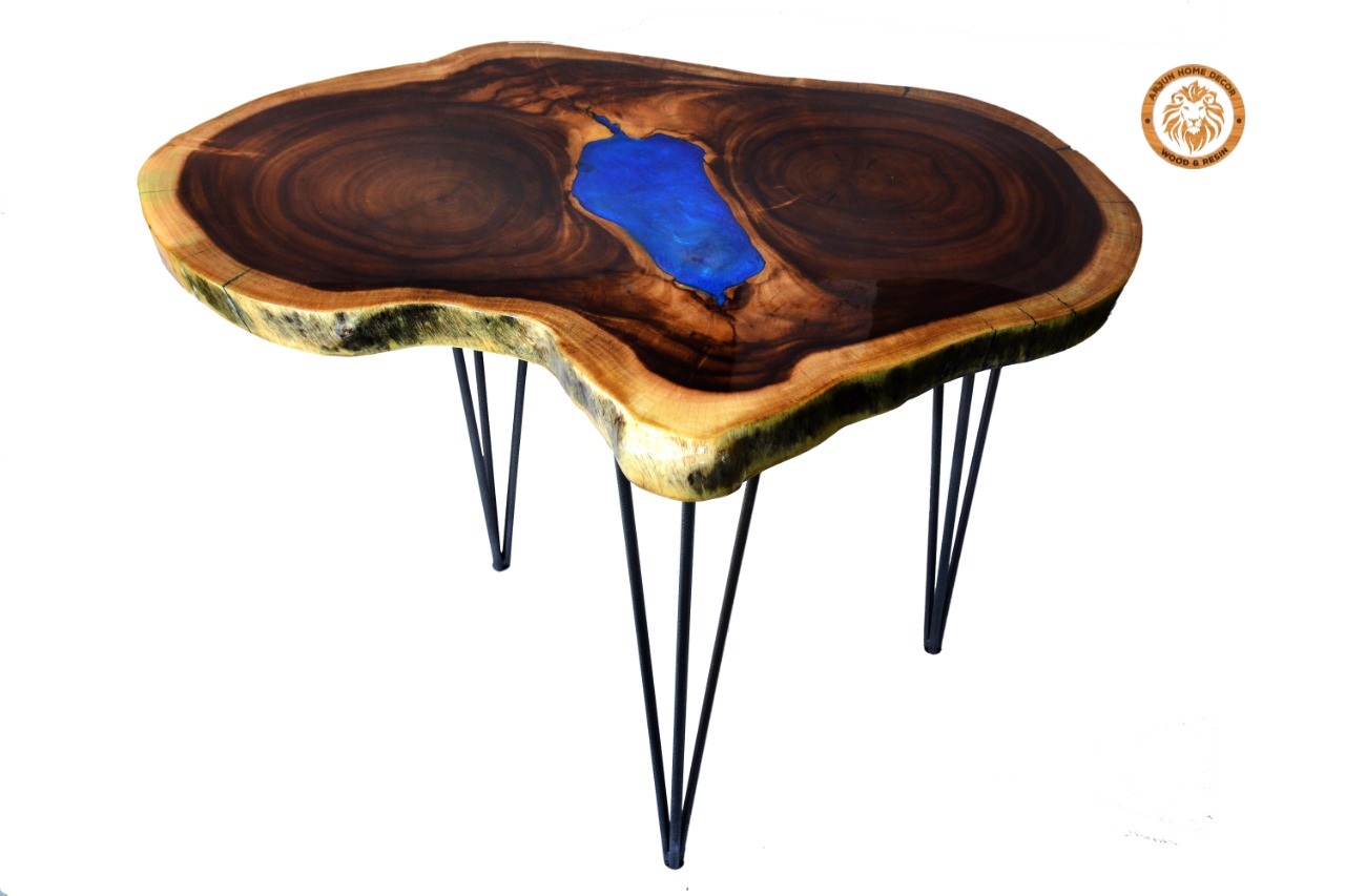 Live edge table with epoxy table top